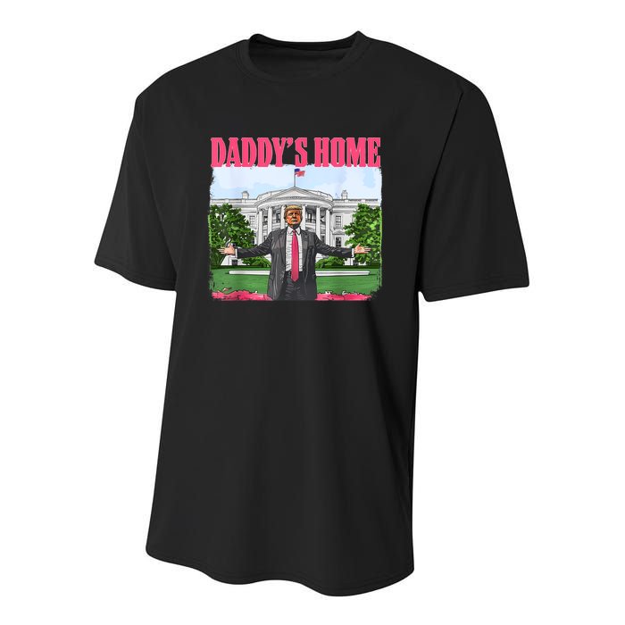 Funny Daddys Home Trump 2024 White House Comeback Youth Performance Sprint T-Shirt