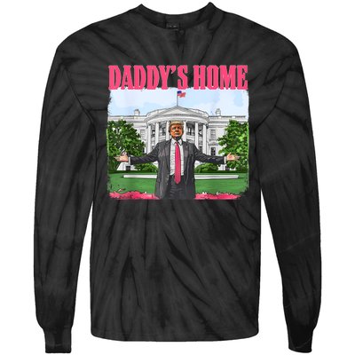 Funny Daddys Home Trump 2024 White House Comeback Tie-Dye Long Sleeve Shirt