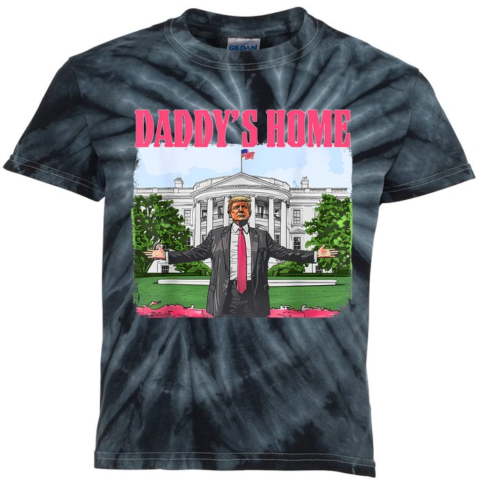 Funny Daddys Home Trump 2024 White House Comeback Kids Tie-Dye T-Shirt