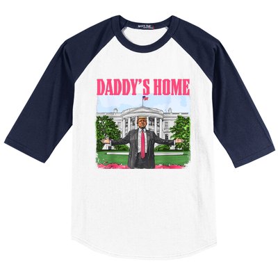 Funny Daddys Home Trump 2024 White House Comeback Baseball Sleeve Shirt