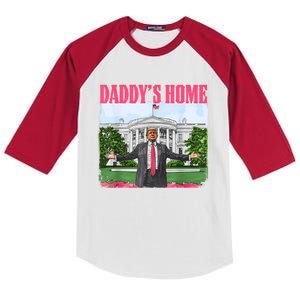 Funny Daddys Home Trump 2024 White House Comeback Kids Colorblock Raglan Jersey