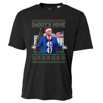 Funny DaddyS Home Trump Ugly Christmas Sweater Xmas Pajamas Cooling Performance Crew T-Shirt