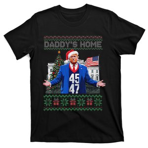 Funny DaddyS Home Trump Ugly Christmas Sweater Xmas Pajamas T-Shirt