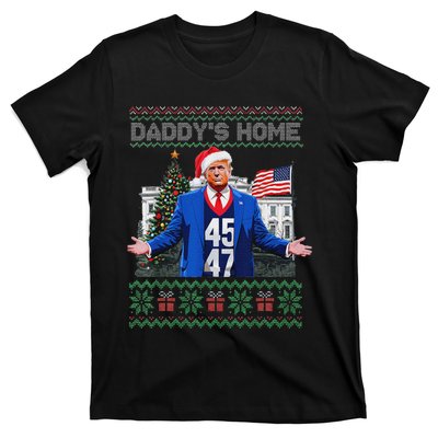 Funny DaddyS Home Trump Ugly Christmas Sweater Xmas Pajamas T-Shirt