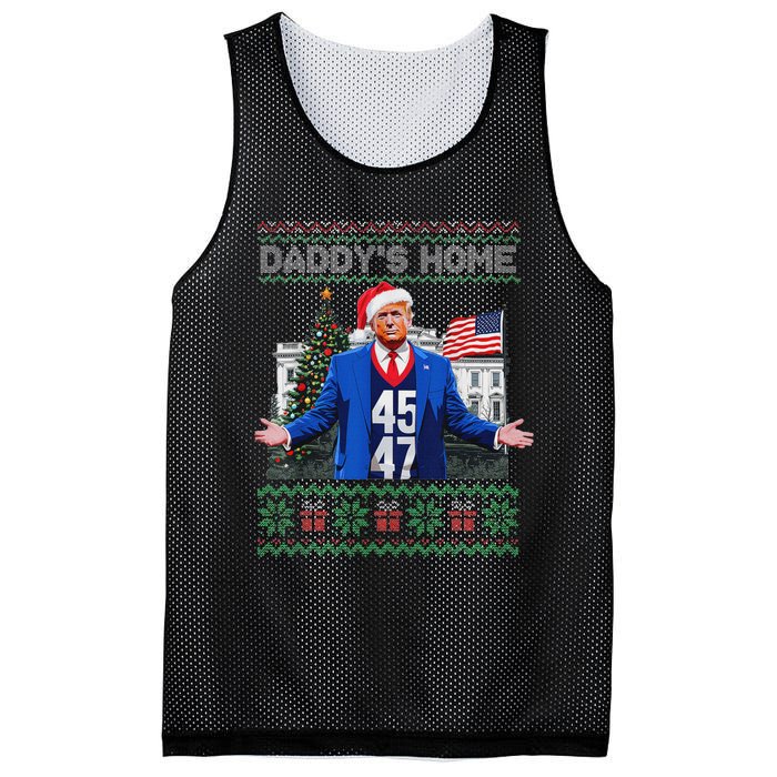 Funny DaddyS Home Trump Ugly Christmas Sweater Xmas Pajamas Mesh Reversible Basketball Jersey Tank