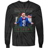 Funny DaddyS Home Trump Ugly Christmas Sweater Xmas Pajamas Tie-Dye Long Sleeve Shirt