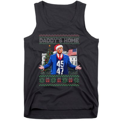 Funny DaddyS Home Trump Ugly Christmas Sweater Xmas Pajamas Tank Top