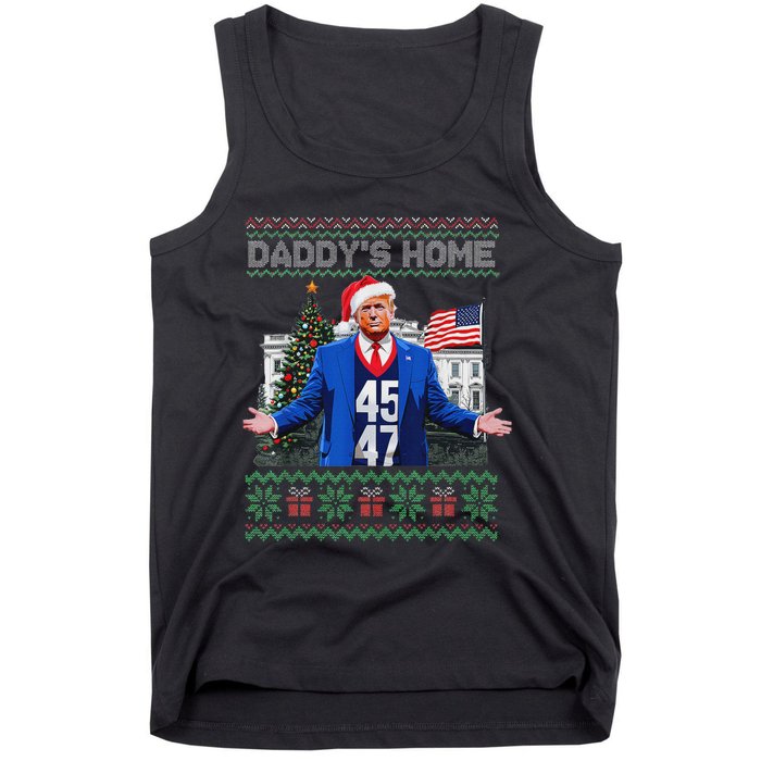 Funny DaddyS Home Trump Ugly Christmas Sweater Xmas Pajamas Tank Top