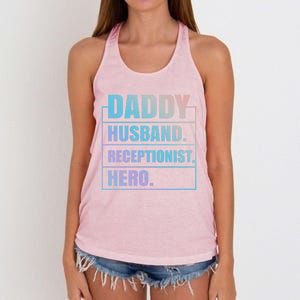 Funny Daddy Husband Receptionist Hero Father's Day Great Gift Women's Knotted Racerback Tank