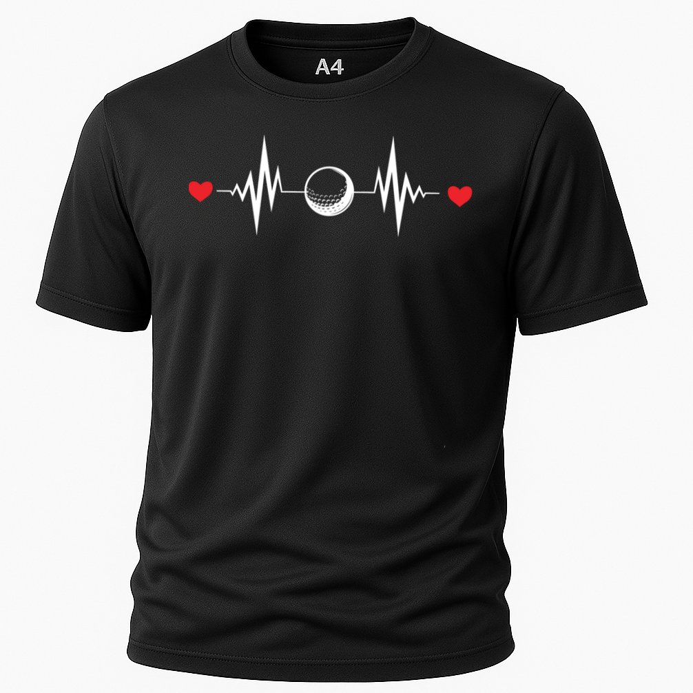 Father's Day Heartbeat Love Golf Gift For Dad Cooling Performance Crew T-Shirt