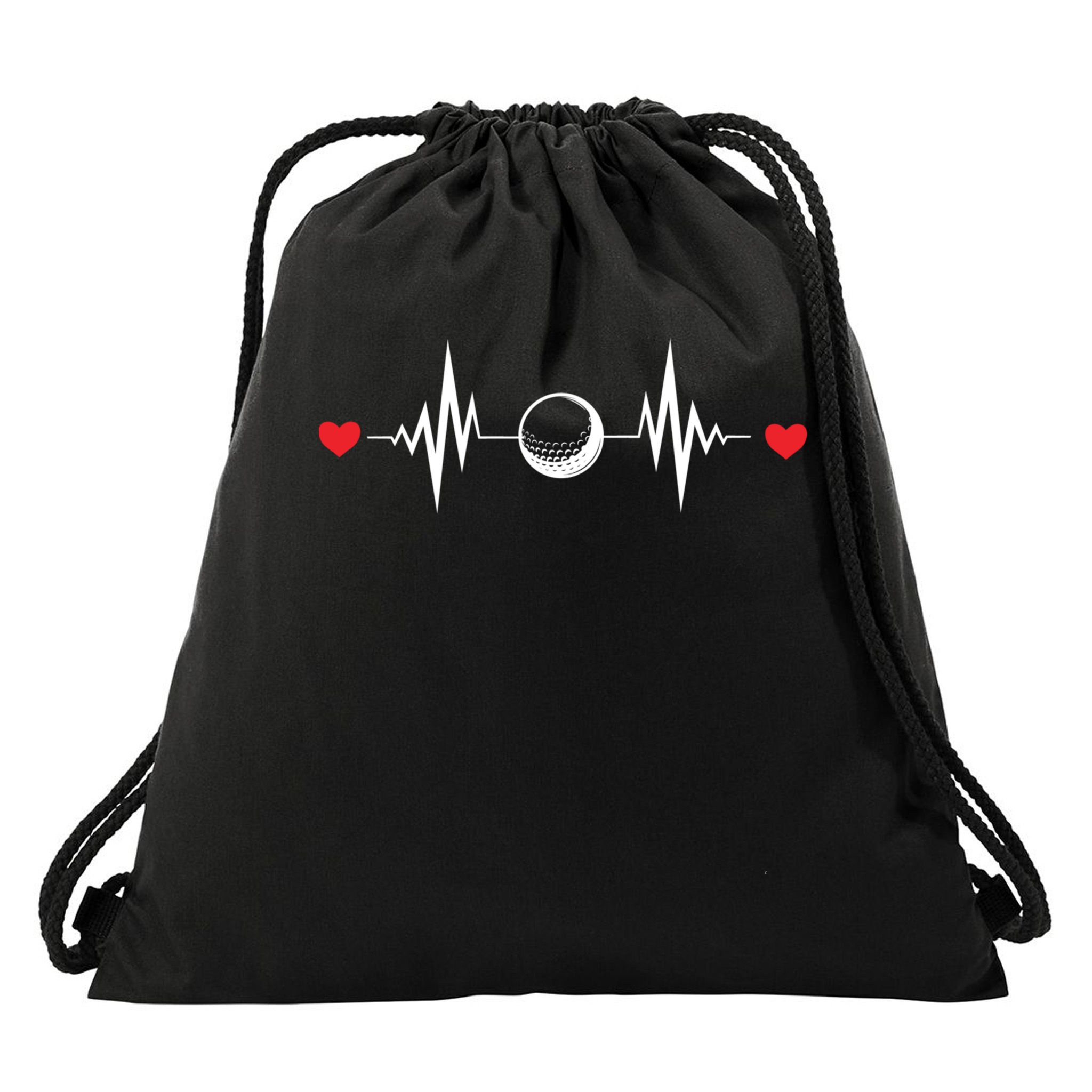 Father's Day Heartbeat Love Golf Gift For Dad Drawstring Bag