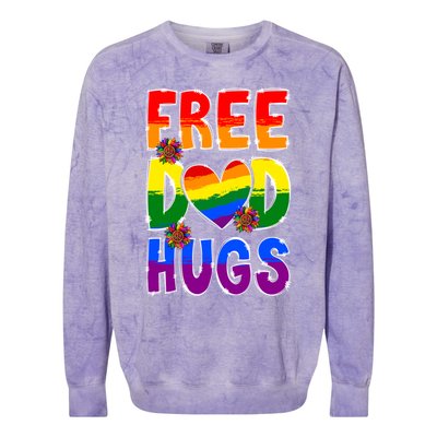 Free Dad Hugs Rainbow Lgbt Pride Month Fathers Day Cool Gift Colorblast Crewneck Sweatshirt