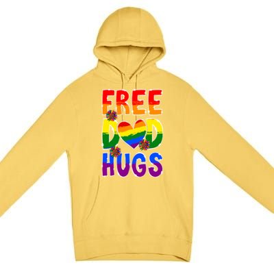 Free Dad Hugs Rainbow Lgbt Pride Month Fathers Day Cool Gift Premium Pullover Hoodie