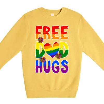 Free Dad Hugs Rainbow Lgbt Pride Month Fathers Day Cool Gift Premium Crewneck Sweatshirt