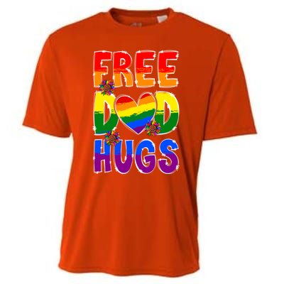 Free Dad Hugs Rainbow Lgbt Pride Month Fathers Day Cool Gift Cooling Performance Crew T-Shirt