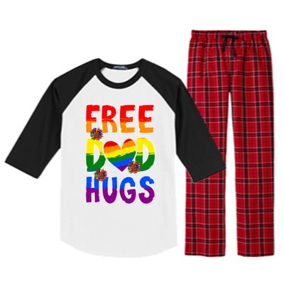 Free Dad Hugs Rainbow Lgbt Pride Month Fathers Day Cool Gift Raglan Sleeve Pajama Set