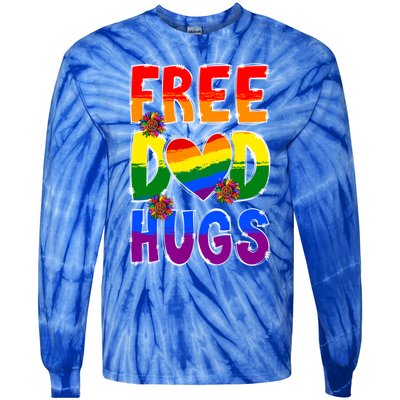 Free Dad Hugs Rainbow Lgbt Pride Month Fathers Day Cool Gift Tie-Dye Long Sleeve Shirt