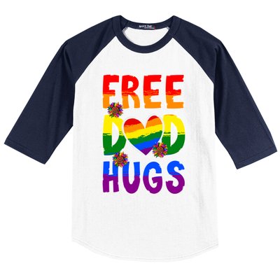 Free Dad Hugs Rainbow Lgbt Pride Month Fathers Day Cool Gift Baseball Sleeve Shirt