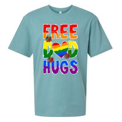 Free Dad Hugs Rainbow Lgbt Pride Month Fathers Day Cool Gift Sueded Cloud Jersey T-Shirt