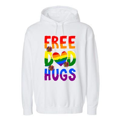 Free Dad Hugs Rainbow Lgbt Pride Month Fathers Day Cool Gift Garment-Dyed Fleece Hoodie