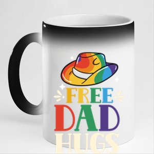 Free Dad Hugs Rainbow Pride Lgbtq Gay Proud Father Daddy Great Gift 11oz Black Color Changing Mug