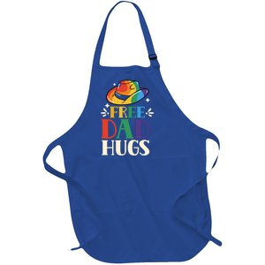 Free Dad Hugs Rainbow Pride Lgbtq Gay Proud Father Daddy Great Gift Full-Length Apron With Pockets