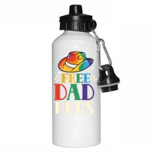 Free Dad Hugs Rainbow Pride Lgbtq Gay Proud Father Daddy Great Gift Aluminum Water Bottle