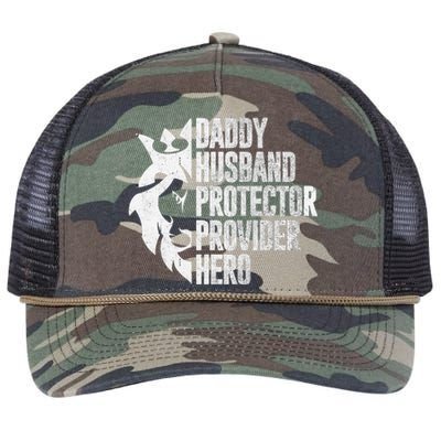 Funny Daddy Husband Protector Provider Hero For Father Day Retro Rope Trucker Hat Cap