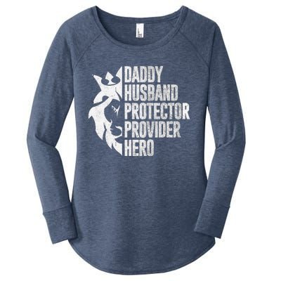 Funny Daddy Husband Protector Provider Hero For Father Day Women's Perfect Tri Tunic Long Sleeve Shirt