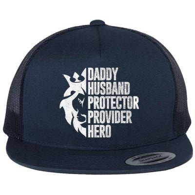 Funny Daddy Husband Protector Provider Hero For Father Day Flat Bill Trucker Hat