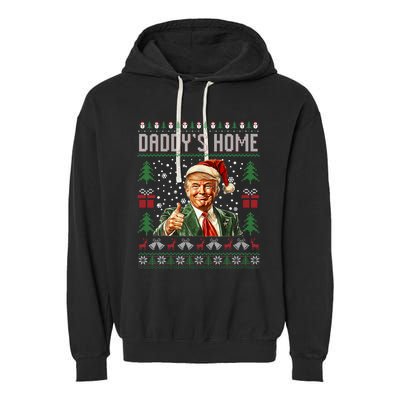 Funny DaddyS Home Trump Ugly Christmas Sweater Xmas Pajamas Garment-Dyed Fleece Hoodie