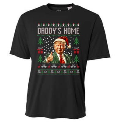 Funny DaddyS Home Trump Ugly Christmas Sweater Xmas Pajamas Cooling Performance Crew T-Shirt