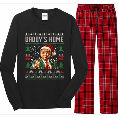 Funny DaddyS Home Trump Ugly Christmas Sweater Xmas Pajamas Long Sleeve Pajama Set