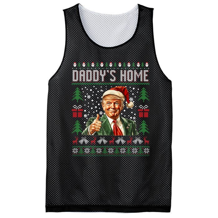 Funny DaddyS Home Trump Ugly Christmas Sweater Xmas Pajamas Mesh Reversible Basketball Jersey Tank