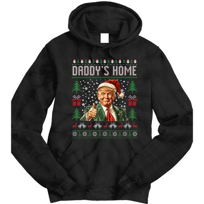 Funny DaddyS Home Trump Ugly Christmas Sweater Xmas Pajamas Tie Dye Hoodie