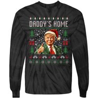 Funny DaddyS Home Trump Ugly Christmas Sweater Xmas Pajamas Tie-Dye Long Sleeve Shirt