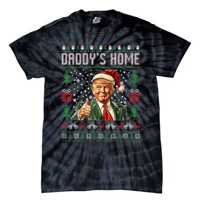 Funny DaddyS Home Trump Ugly Christmas Sweater Xmas Pajamas Tie-Dye T-Shirt