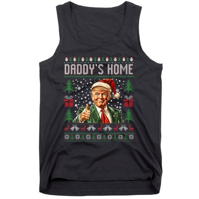 Funny DaddyS Home Trump Ugly Christmas Sweater Xmas Pajamas Tank Top