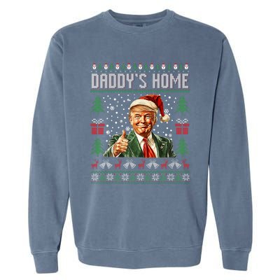 Funny DaddyS Home Trump Ugly Christmas Sweater Xmas Pajamas Garment-Dyed Sweatshirt