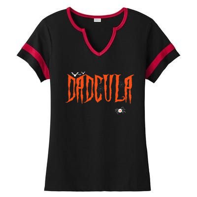 Funny Dadcula Halloween Dad Dracula Costume Momster Matching Ladies Halftime Notch Neck Tee