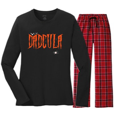 Funny Dadcula Halloween Dad Dracula Costume Momster Matching Women's Long Sleeve Flannel Pajama Set 