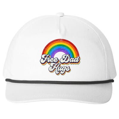 Free Dad Hugs Gift Rainbow Heart Lgbt Pride Month Gift Snapback Five-Panel Rope Hat