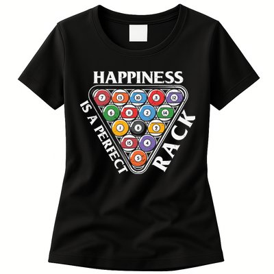 Father's Day Happiness Is A Perfect Rack Billiards Dad Gift For Dad Womens T-Shirt
