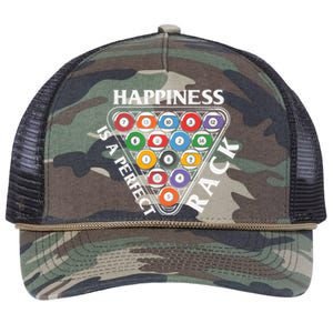 Father's Day Happiness Is A Perfect Rack Billiards Dad Gift For Dad Retro Rope Trucker Hat Cap