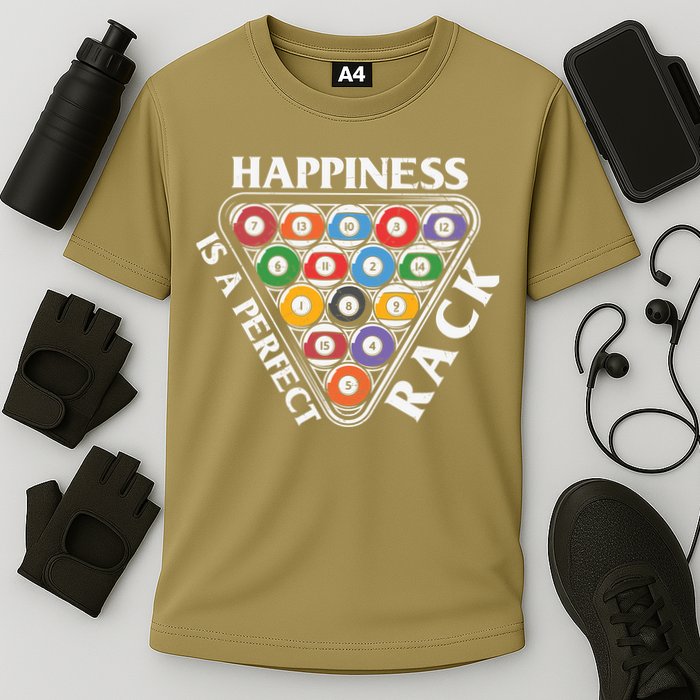 Father's Day Happiness Is A Perfect Rack Billiards Dad Gift For Dad Cooling Performance Crew T-Shirt