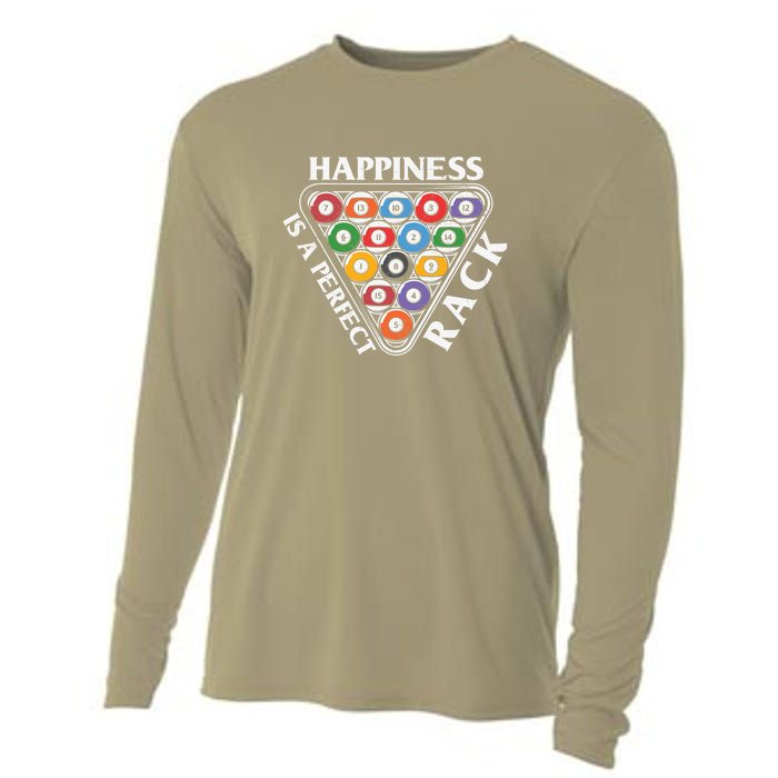 Father's Day Happiness Is A Perfect Rack Billiards Dad Gift For Dad Cooling Performance Long Sleeve Crew