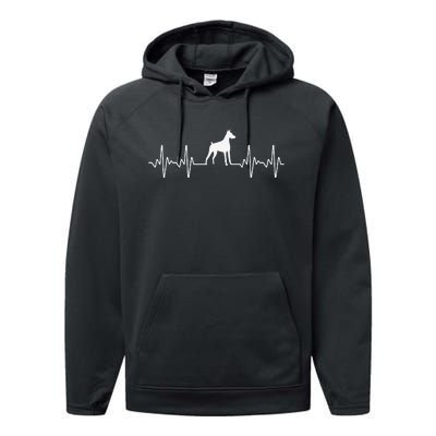 funny Doberman Heartbeat For Doberman Lover Performance Fleece Hoodie