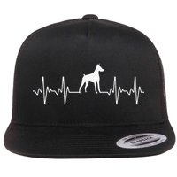 funny Doberman Heartbeat For Doberman Lover Flat Bill Trucker Hat