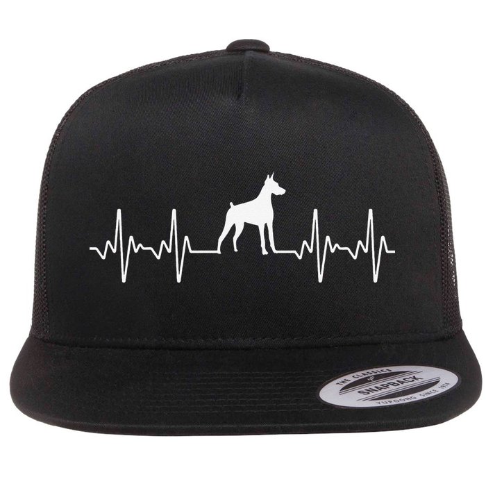 funny Doberman Heartbeat For Doberman Lover Flat Bill Trucker Hat