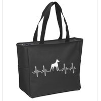 funny Doberman Heartbeat For Doberman Lover Zip Tote Bag